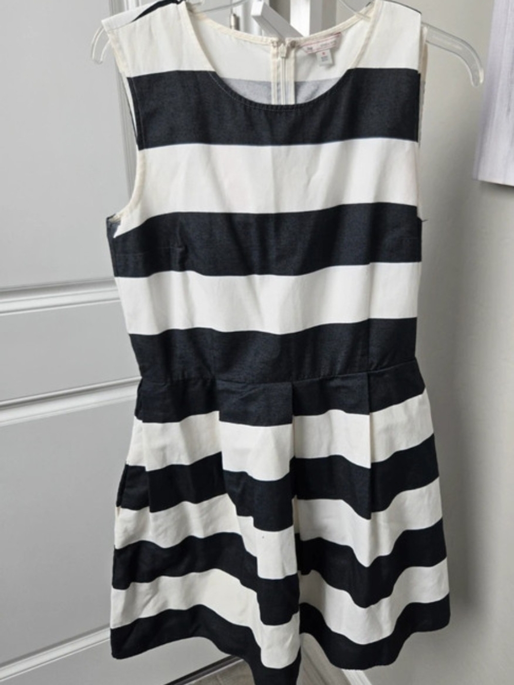 GAP Black and White Striped Sleeveless Fit-and-Flare Dress